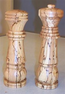 The completed King and  Queen salt and pepper mill